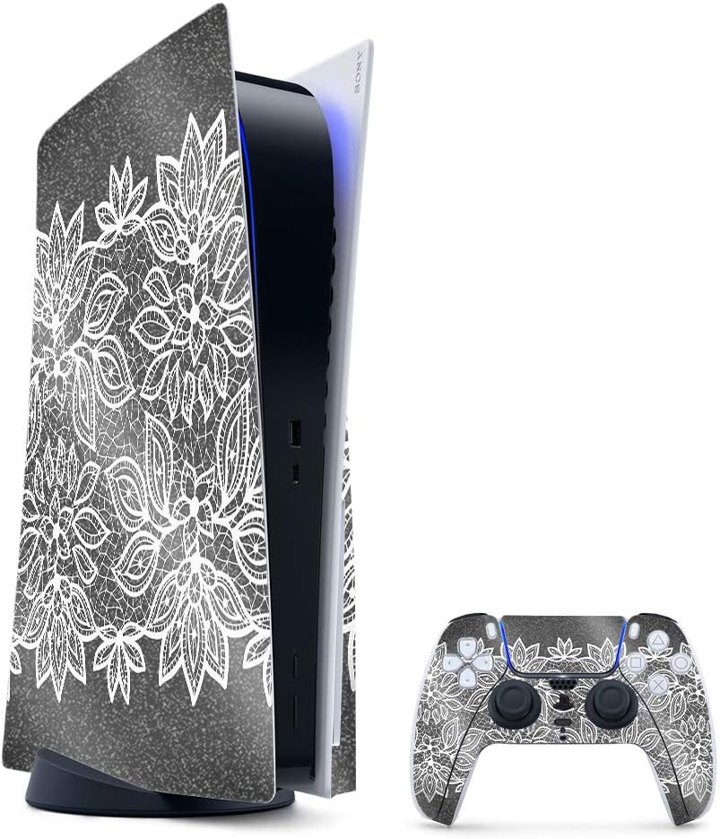 MightySkins Glossy Glitter Gaming Skin for PS5 - Floral Lace