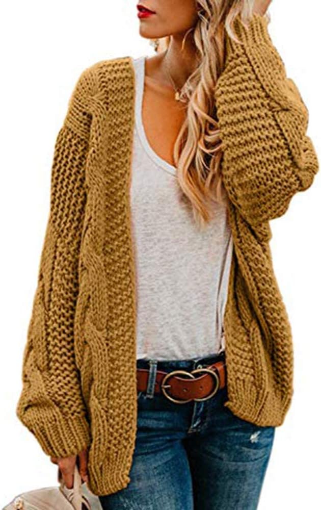 Womens Oversized Chunky Open Front Cardigan Sweater Coats