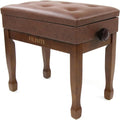 Adjustable Height Piano Stool Bench PU Leather Cushion - Storage Seat