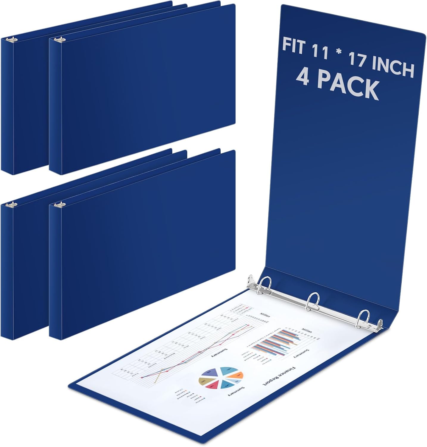 4 Pcs 11 x 17 Inch 3 Ring Binders for Artwork and Office Use