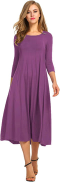 HOTOUCH Women's 3/4 Sleeve A-line Flare Midi Dress (Style JYQ2)