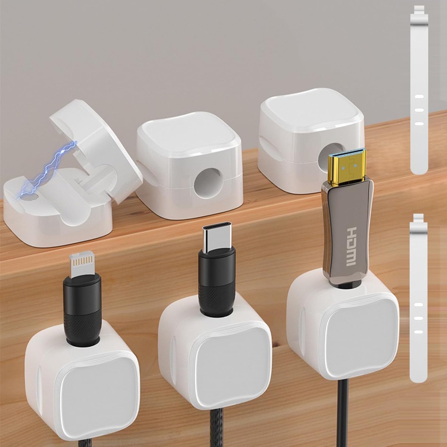 8-Pack Magnetic Cable Clips & Ties: Hassle-Free Cord Organization