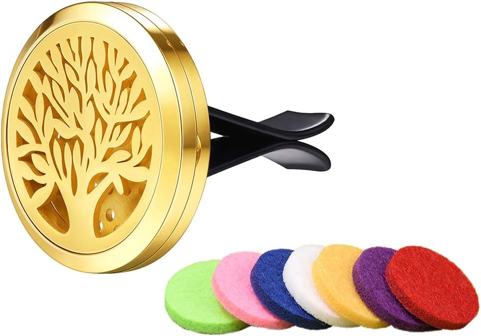 Tree of Life Car Vent Clip Aromatherapy Diffuser - 8 Refill Pads Included!
