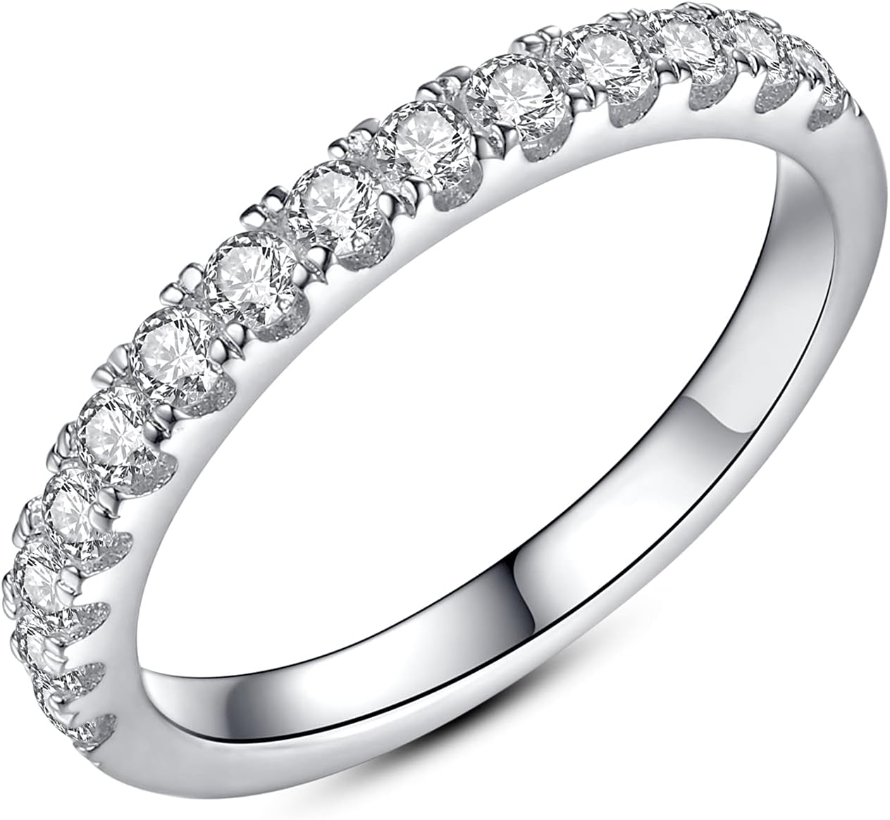 IMOLOVE Moissanite Wedding Band for Women in 925 Sterling Silver