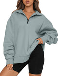 Trendy Queen Womens Oversized Half Zip Pullover - Fall Fleece