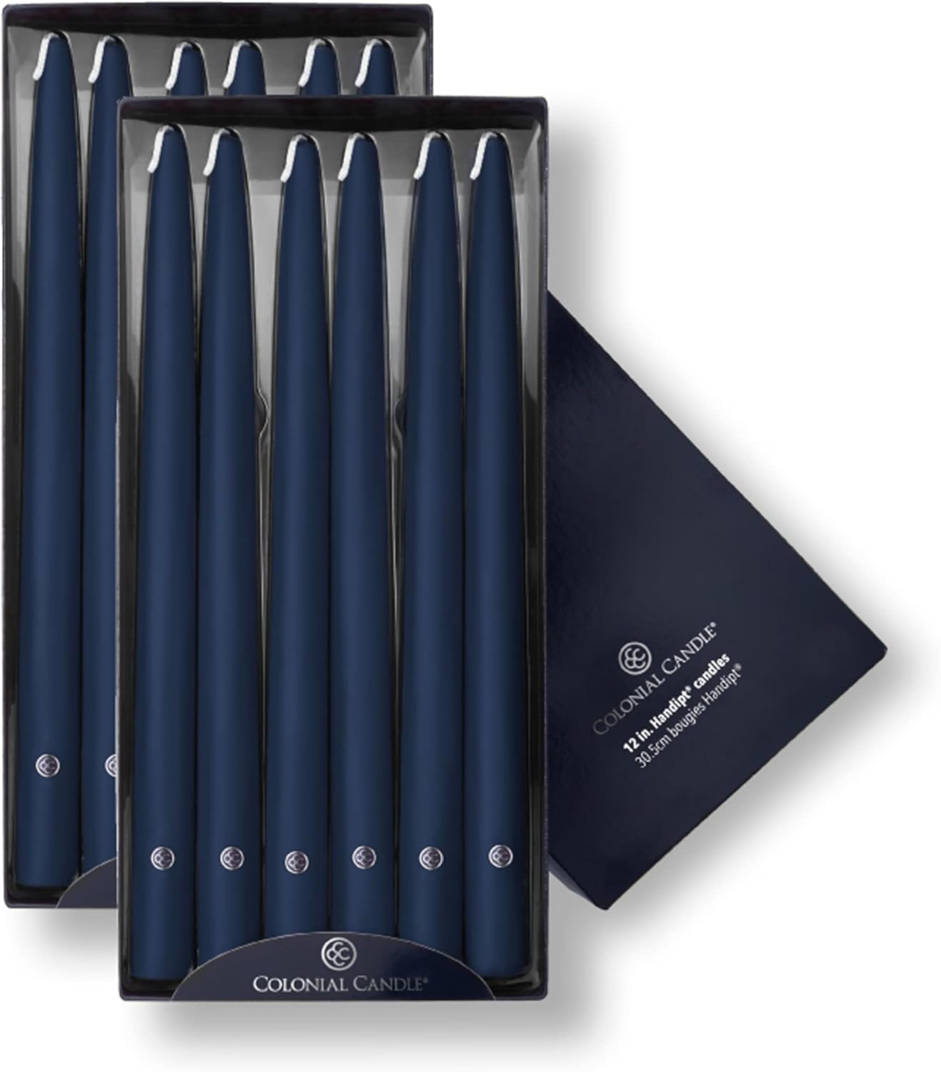 Indigo Blue Taper Candles Hand Dipped - 12 in Tall Candlesticks