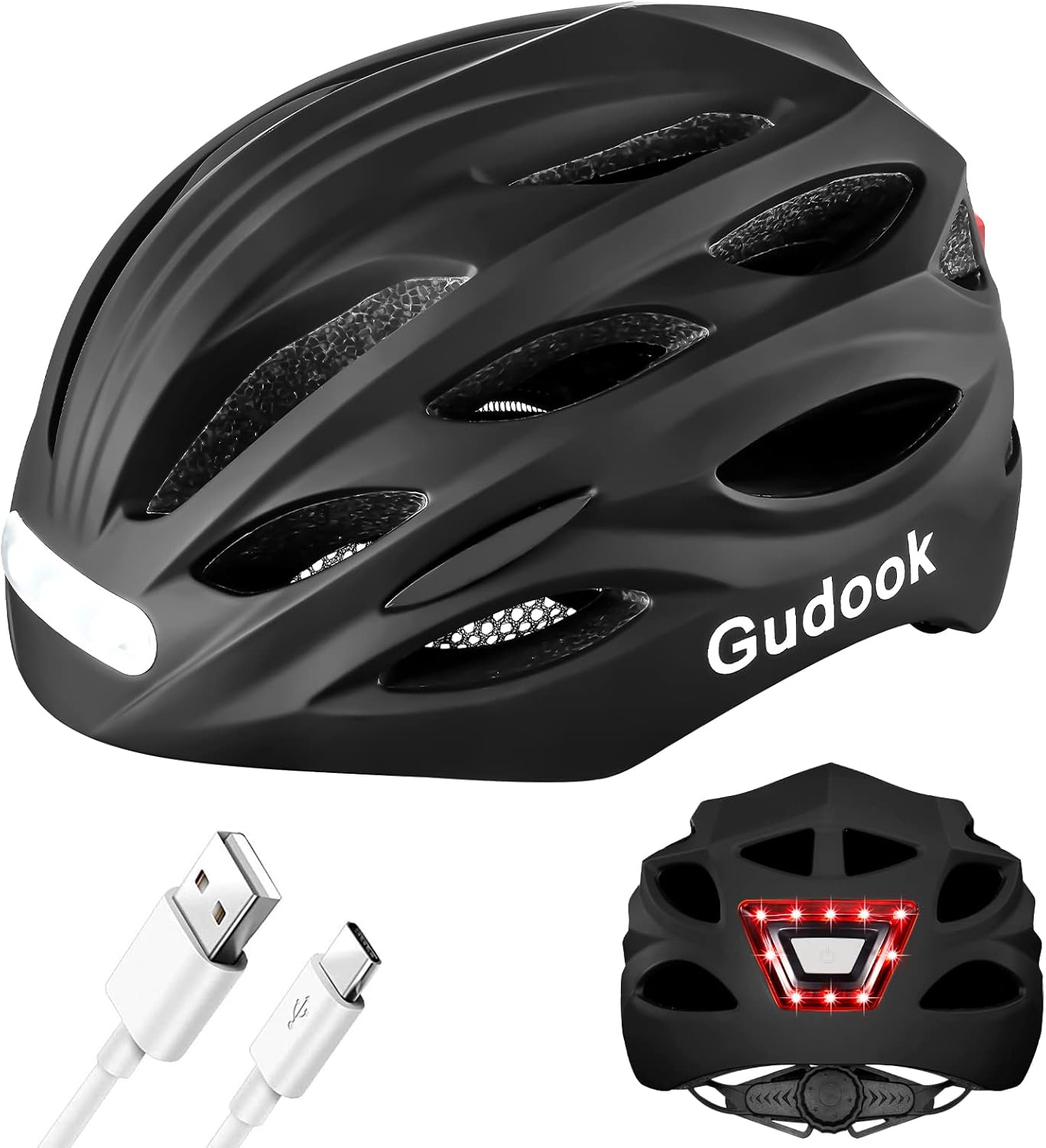 Gudook Bike Helmet with LED Light for Safe Cycling