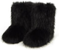 Furry Faux Fur Mid Calf Snow Boots - Cozy Flat Winter Boot