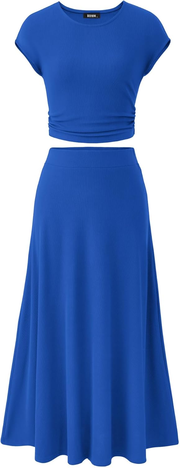 BTFBM Women Two Piece Skirt Set for Stylish Summer Outfits
