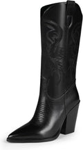 Cowboy Boots Cowgirl Boots for Women Pointed Toe Chunky Heel - Western