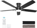 YUHAO 52 in Flush Mount Black Ceiling Fan with Light and Remote