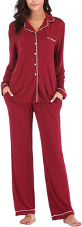 Aamikast Women's Pajama Set Long Sleeve Button Down - Soft Modal 5%