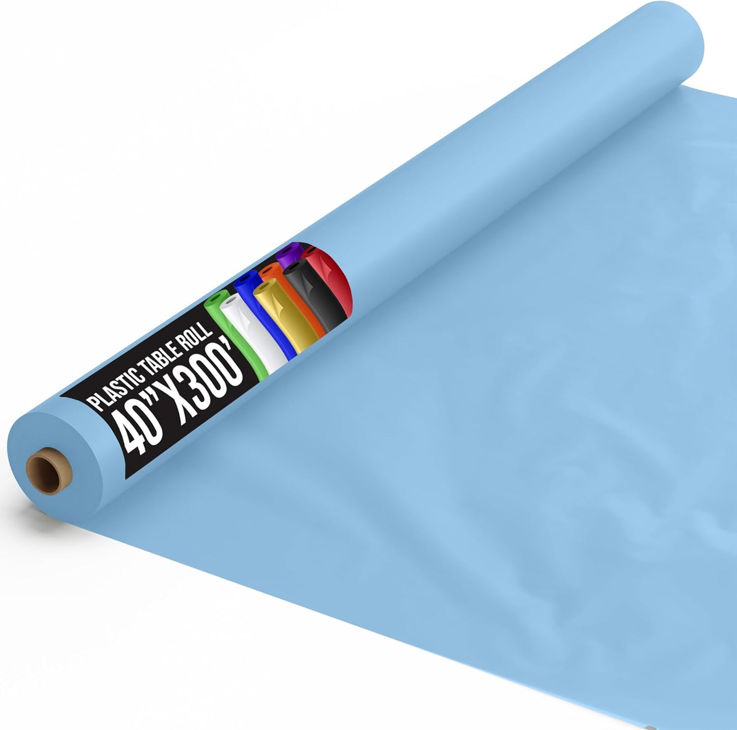 Exquisite Light Blue Plastic Rectangular Tablecloth Roll for Events
