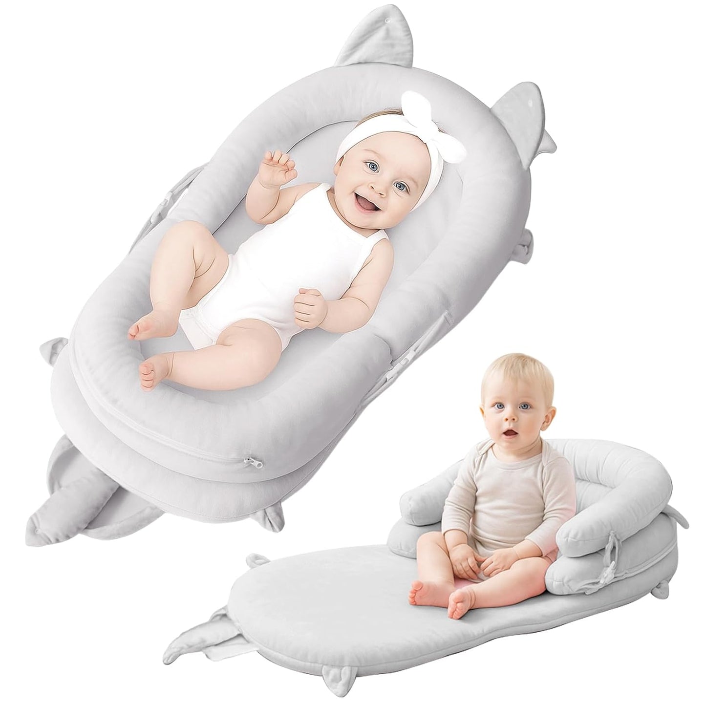 Baby Lounger for 0-24 Months, Portable Infant Lounger Gray
