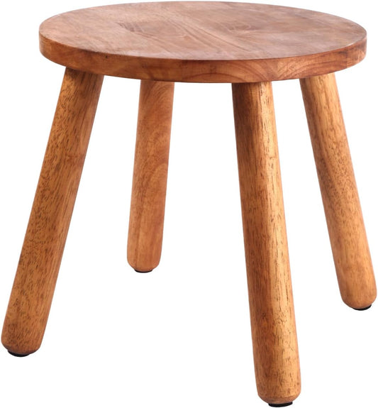 Round Solid Wooden Step Stool for Garden and Home Use