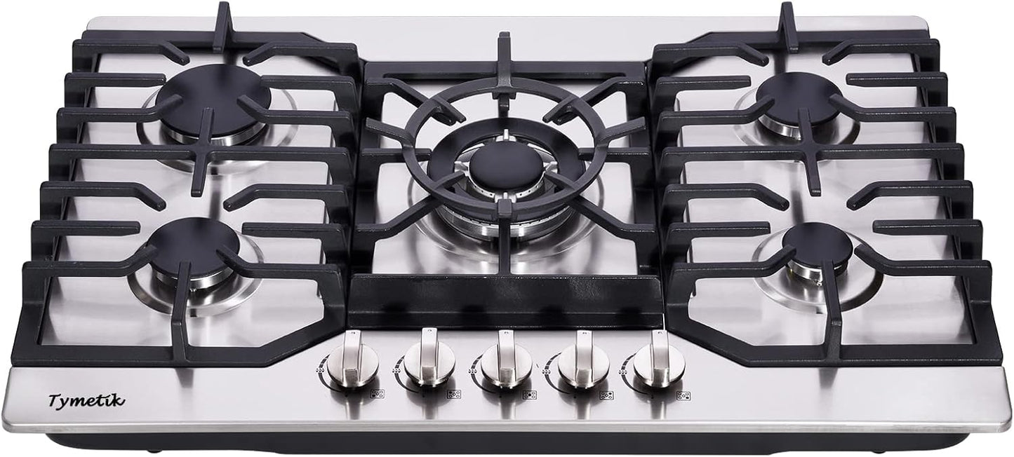 Tymetik Gas Cooktop 30 Inch with 5 High Efficiency Burners