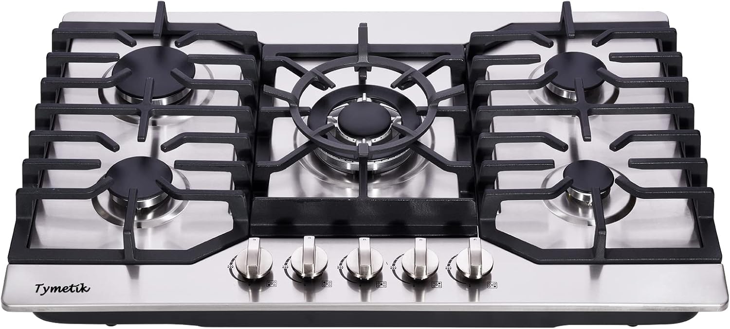 Tymetik Gas Cooktop 30 Inch with 5 High Efficiency Burners
