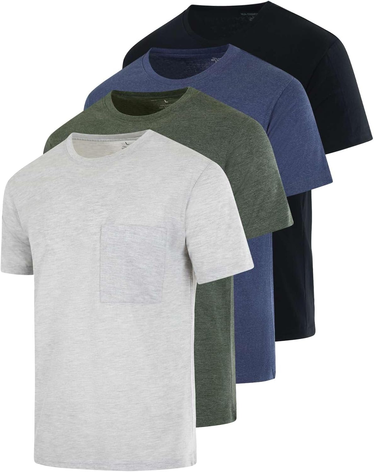Real Essentials Men's Cotton Performance Pocket T-Shirt 4 Pack