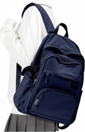 Dark Blue Waterproof College Backpack for Students - Large Capacity