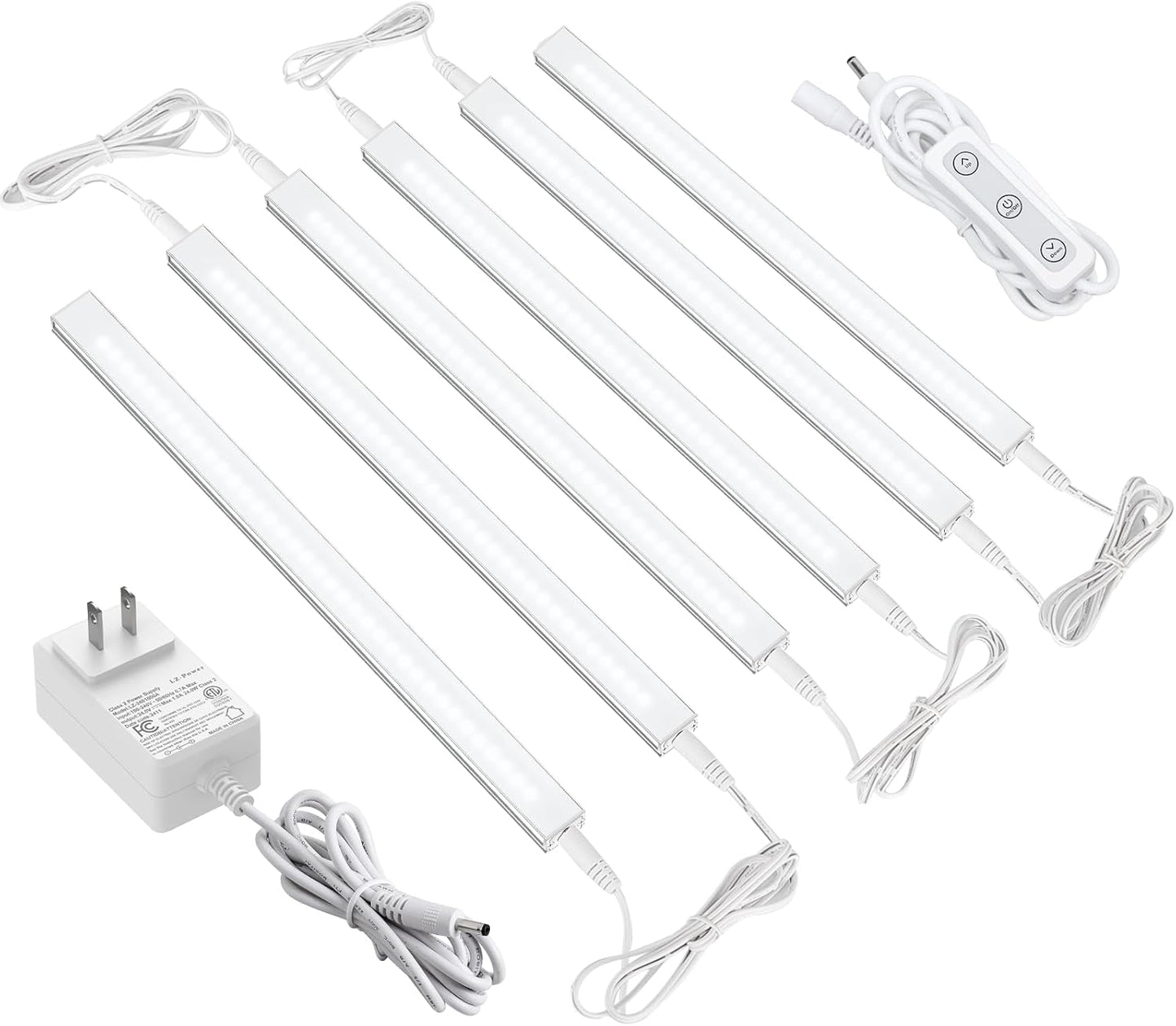 Dimmable LED Under Cabinet Lighting for Kitchen - 6 Pcs 12 in Bars