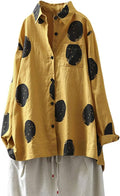 Minibee Women's Button Down Tunic Tops Polka Blouse Cotton Shirt Shoes