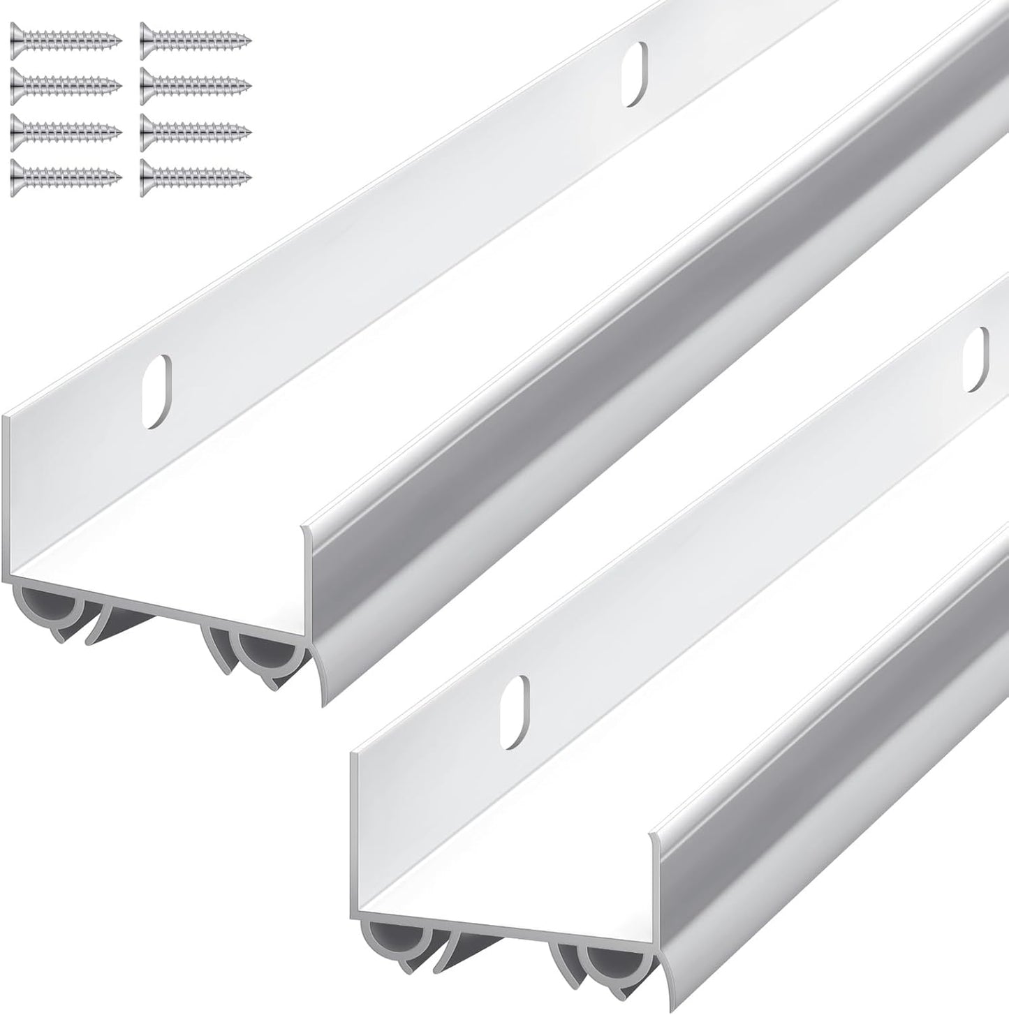 2 Sets Door Sweep Plastic PVC Weather Stripping for Draft Stopper