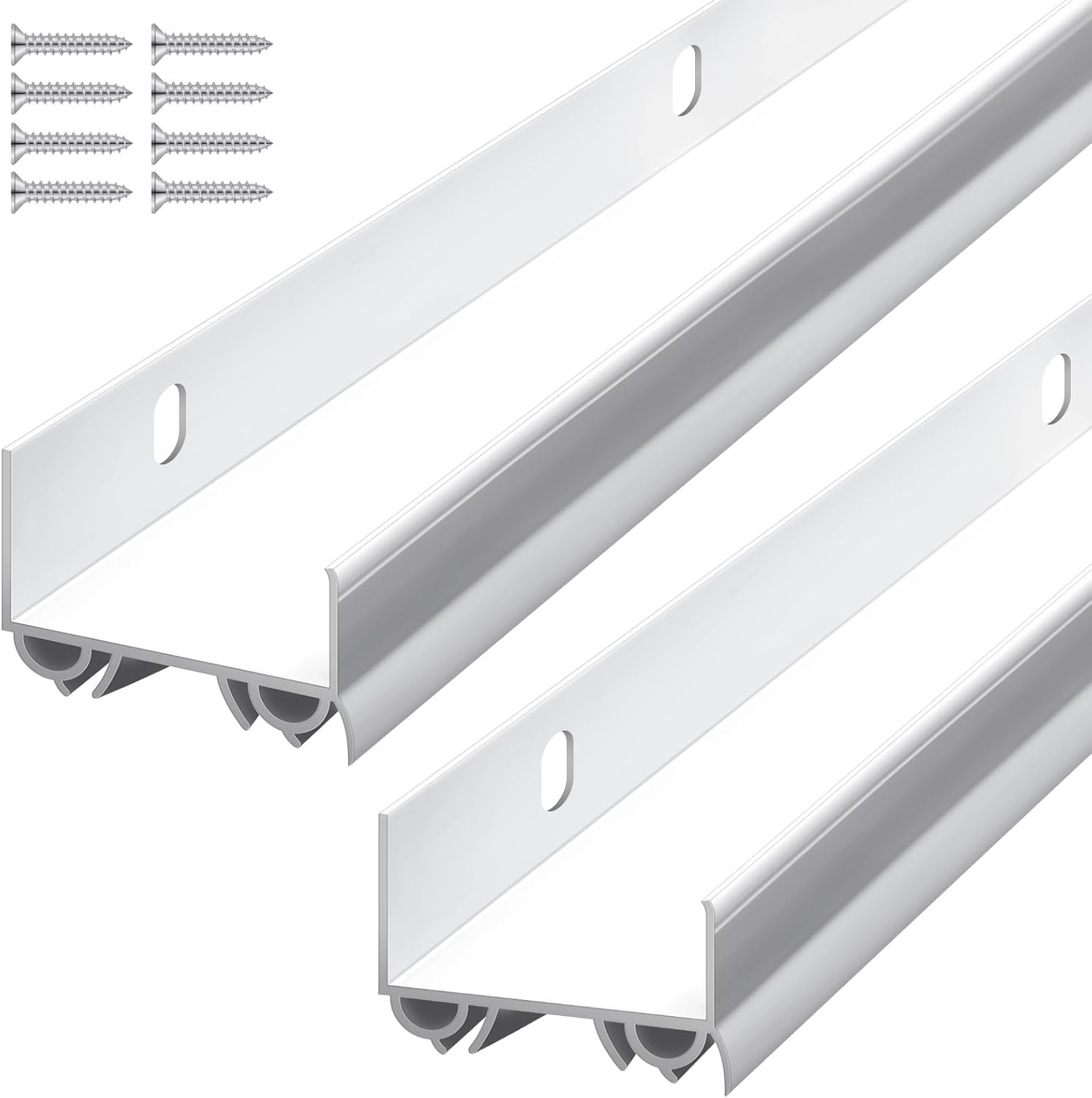 2 Sets Door Sweep Plastic PVC Weather Stripping for Draft Stopper