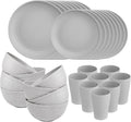Wheat Straw Dinnerware Set 32pcs for 8 - Durable Reusable Grey