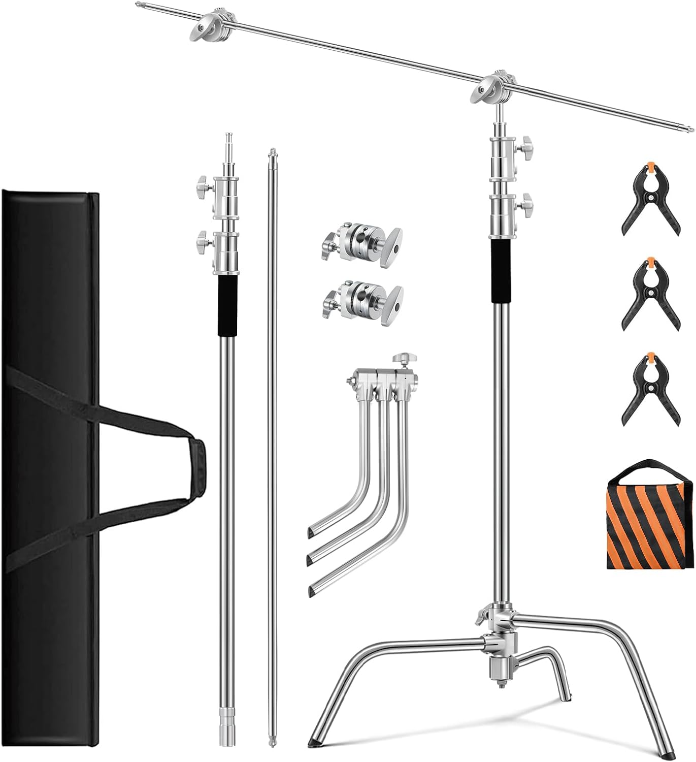 Heavy Duty C Stand for Photography Studio with Carry Bag and Clips