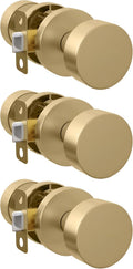 Mega Handles Buena Passage Door Knobs 3-Pack - Satin Brass upgrade