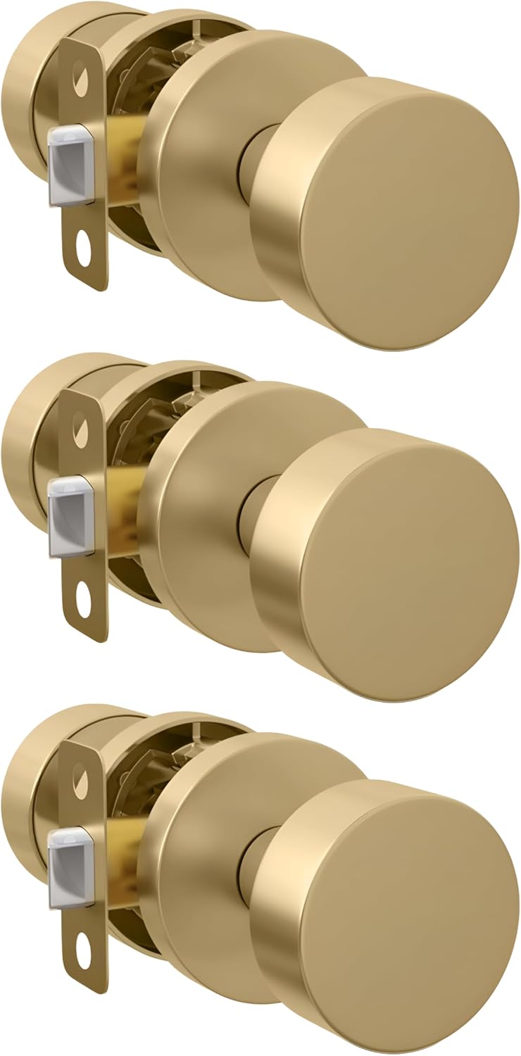 Mega Handles Buena Passage Door Knobs - Elegant Satin Brass Design
