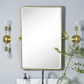 Pivot Rectangle Bathroom Vanity Mirror 20x30 in Brushed Gold - Tilting