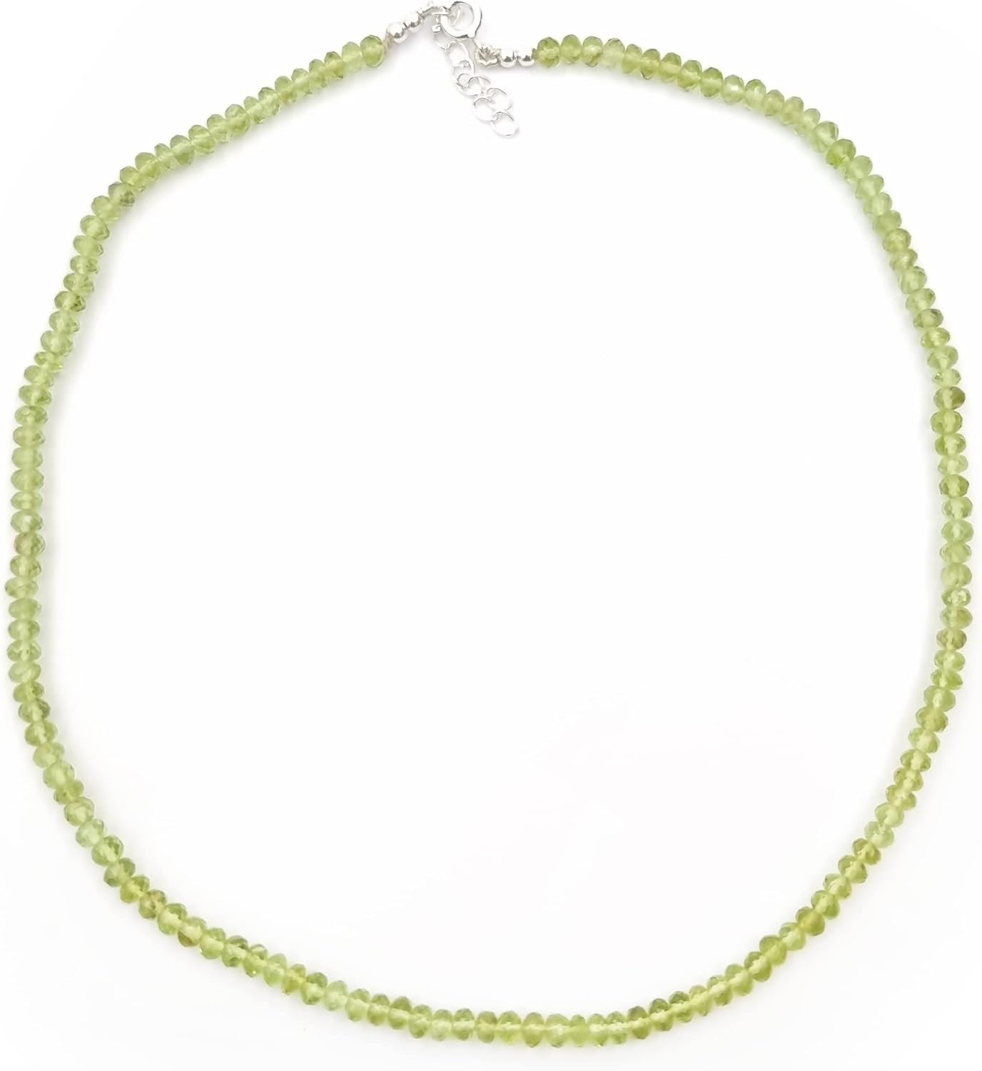 Natural Faceted Roundel Beads Necklace with Sterling Silver Clasp
