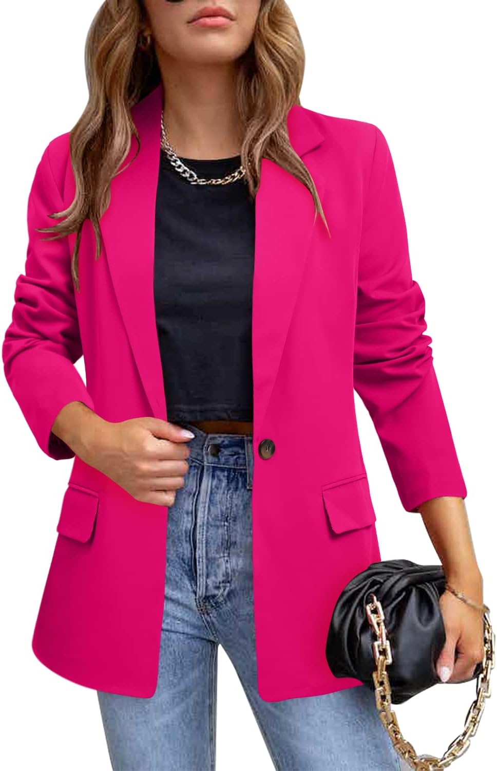 CRAZY GRID Womens Casual Blazer Jacket for Work and Office