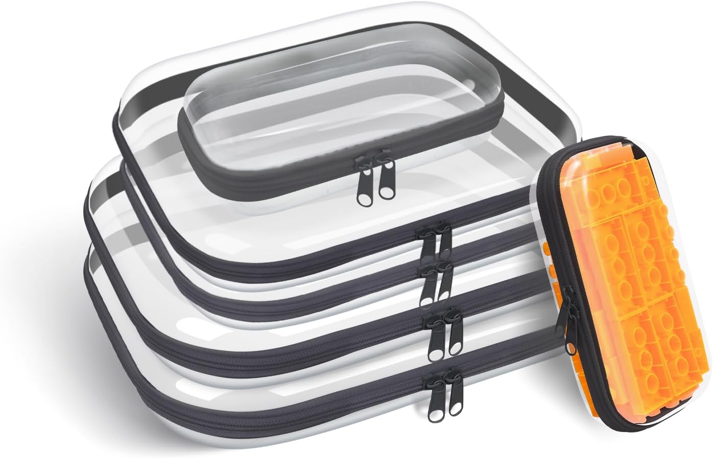 Clear Hard Plastic Zipper Case by SXS LACONIC for Organizing