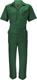 Mens Short Sleeve Zip Up Coverall Hunter Green - Stain & Wrinkle