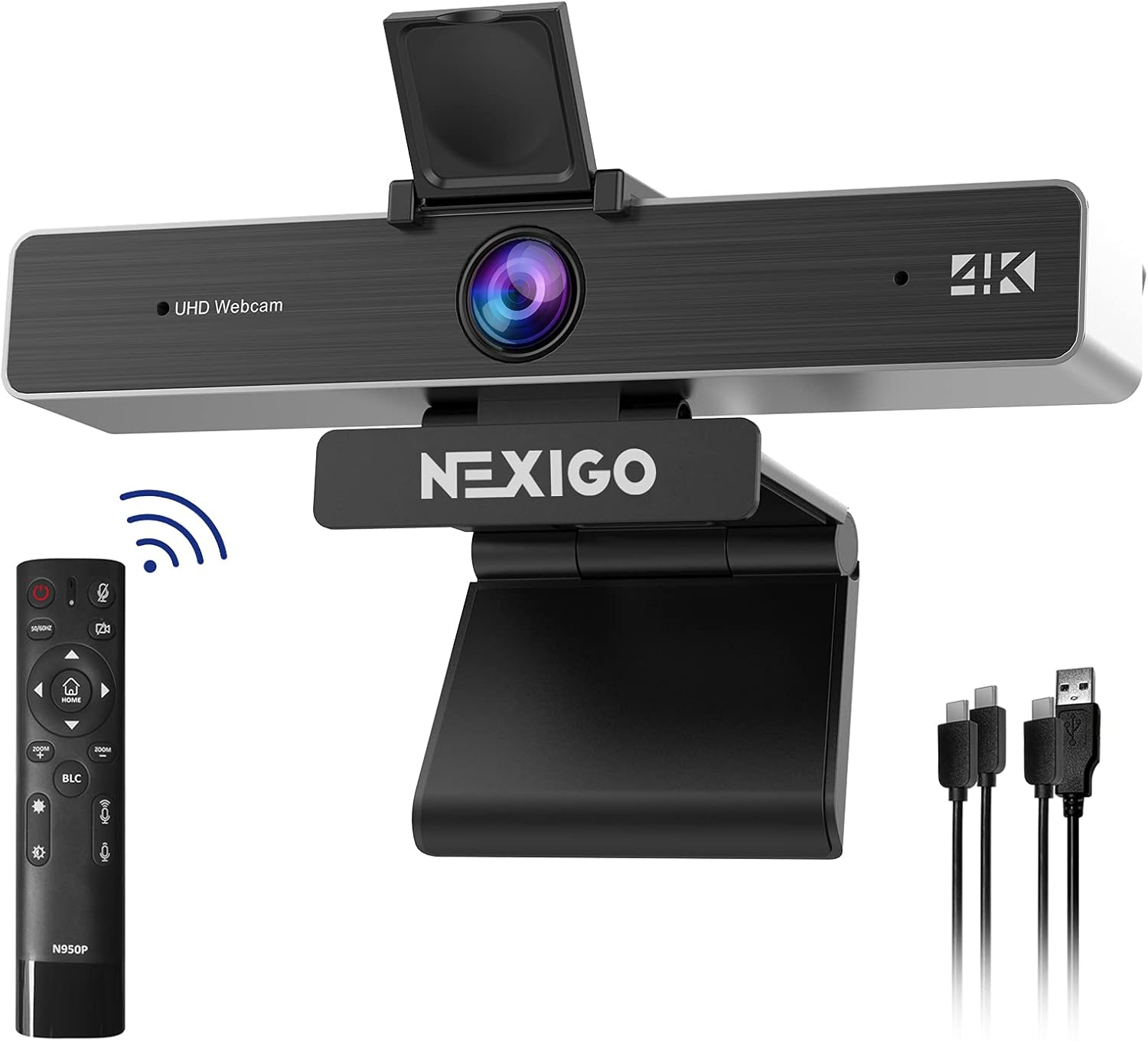 NexiGo 4K Zoomable Webcam with RF Remote and Dual Mics