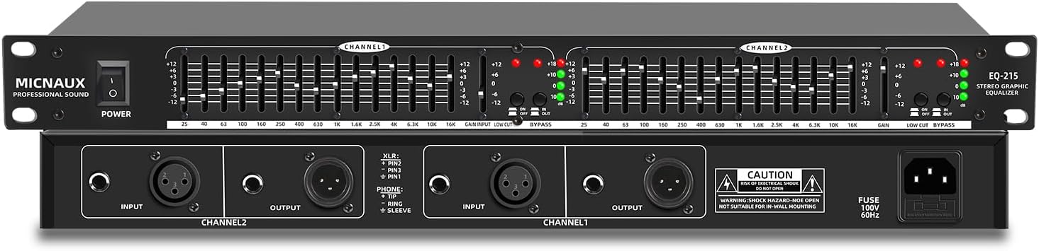 Professional Dual Channel 15-Band Graphic Equalizer for Audio