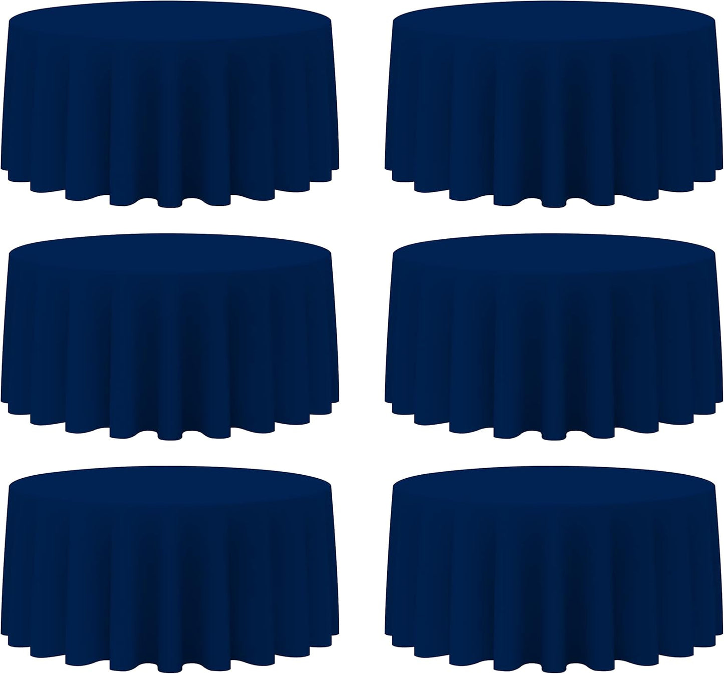 Premium Navy Blue Round Tablecloths for 72 in Tables - 6 Pack