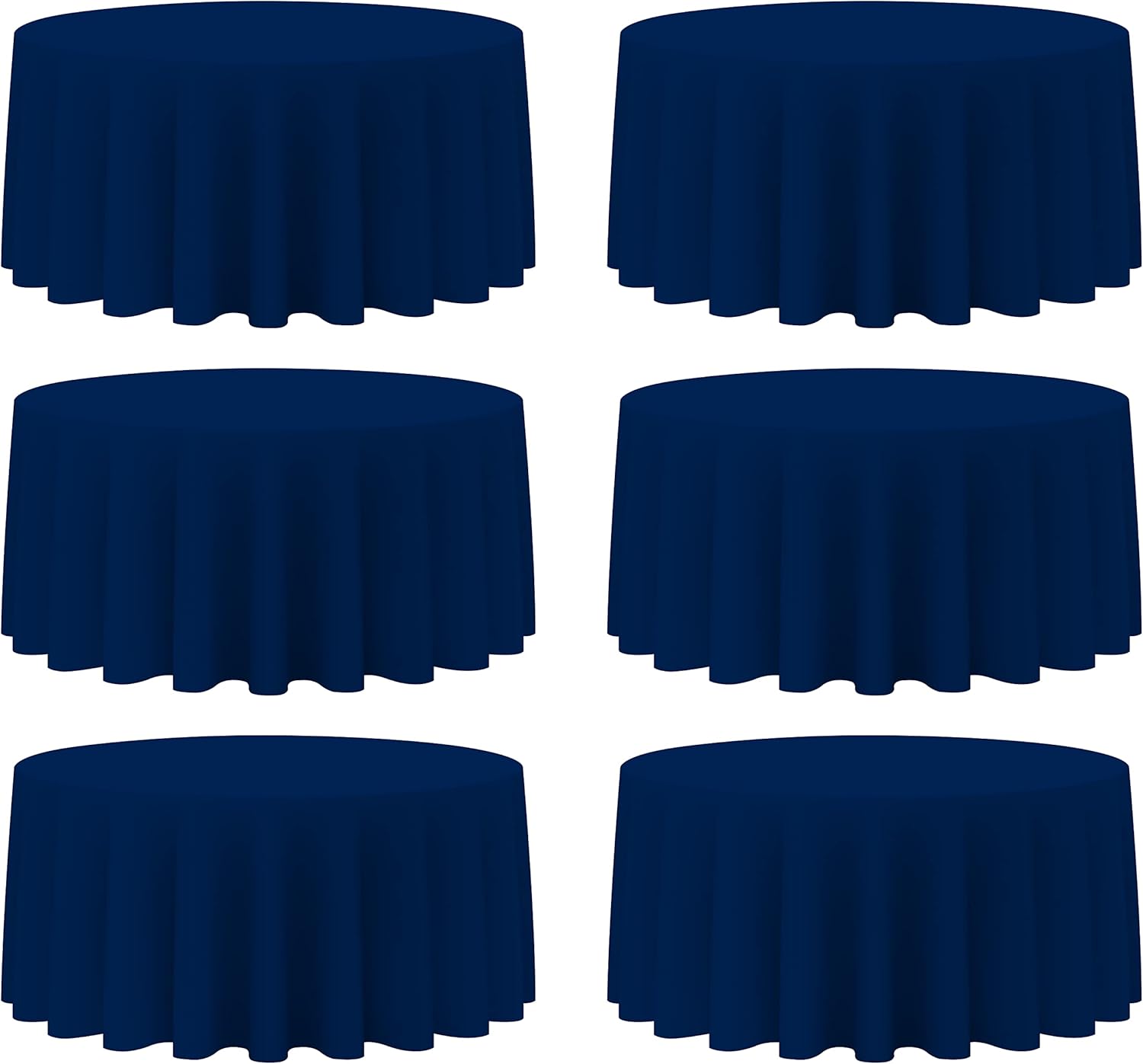 Premium Navy Blue Round Tablecloths for 72 in Tables - 6 Pack
