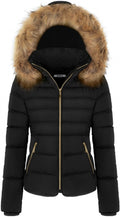 BodiLove Women's Fur Hooded Thickened Jacket with Fleece Lining