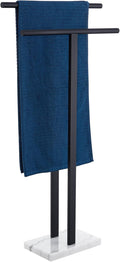 Free Standing Towel Rack 2-Tier Matte Black - Stable Marble Base