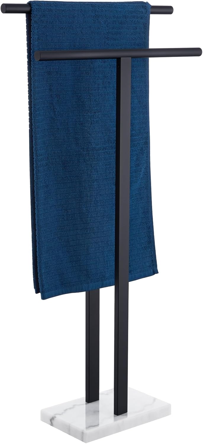 KOKOSIRI Free Standing Towel Rack with Heavy Marble Base
