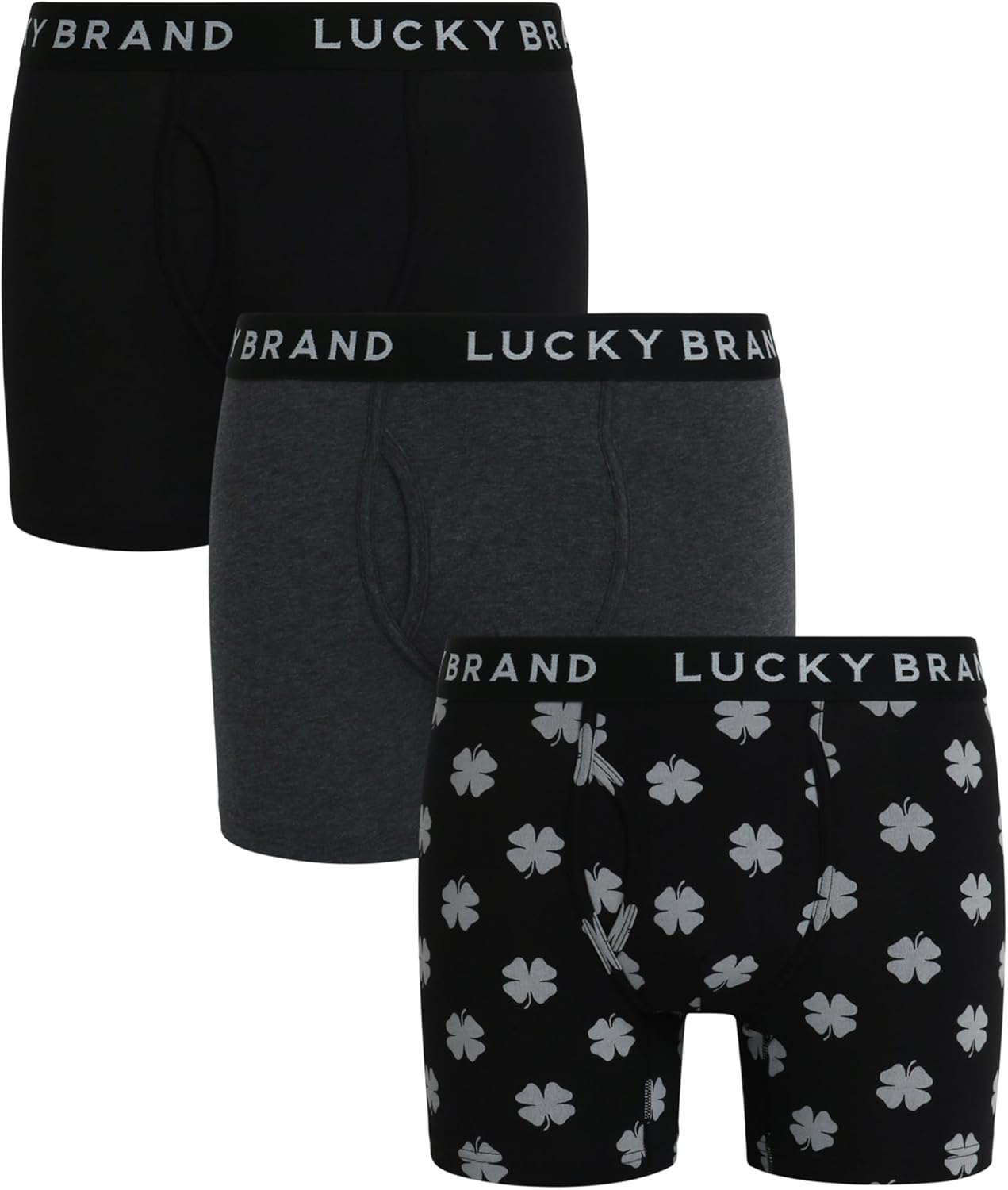Lucky Brand Mens Casual Stretch Boxer Briefs 3Pack for Comfort