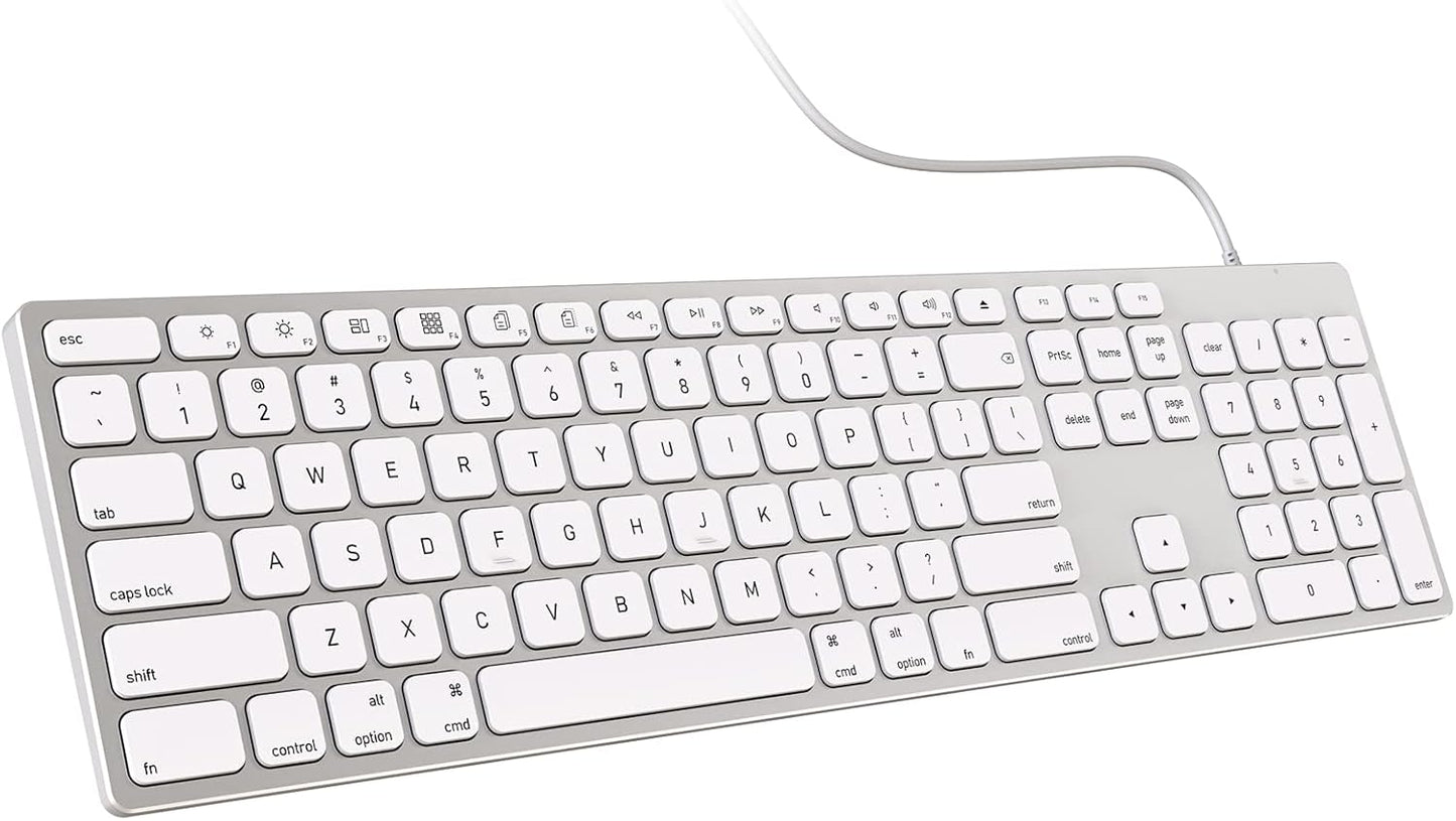 Ultra-Slim Aluminum USB Keyboard for Mac - Full Size & Numeric Keypad