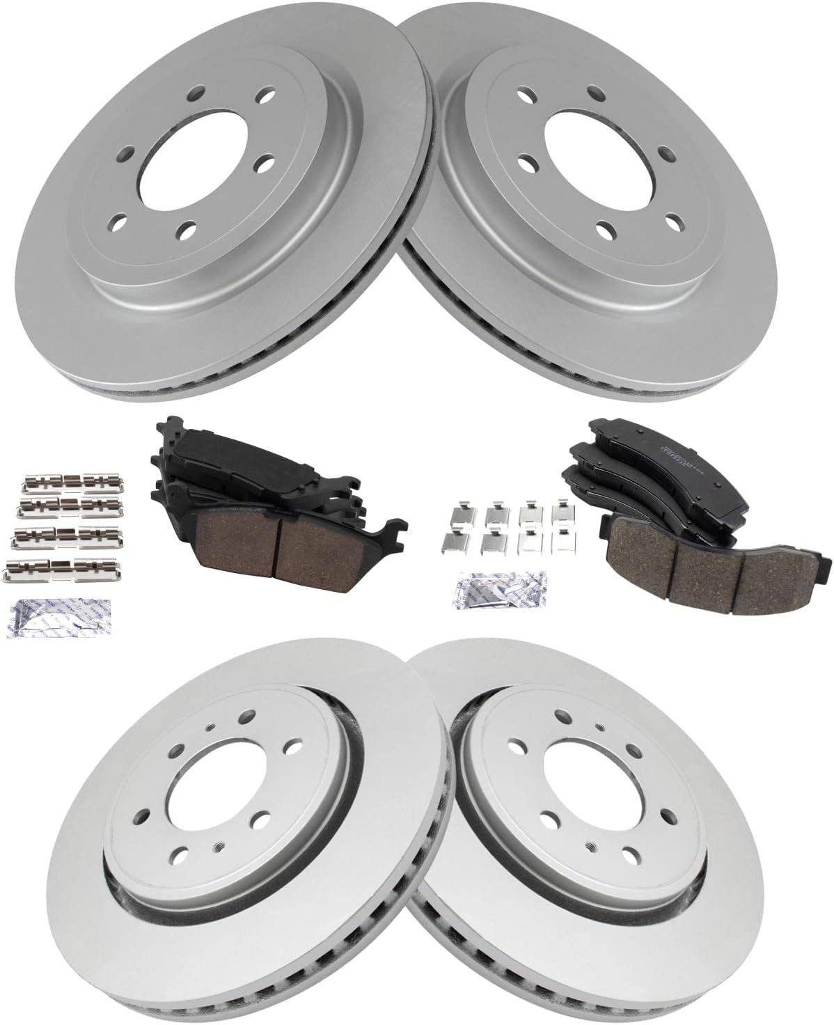 TRQ Front and Rear Brake Pad & Rotor Kit for Ford Expedition