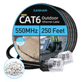 Cat6 Outdoor Ethernet Cable 250 ft - Waterproof Direct Burial Cable