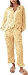 Flygo Womens Plaid Pajamas Sets for Cozy Nights and Lounging