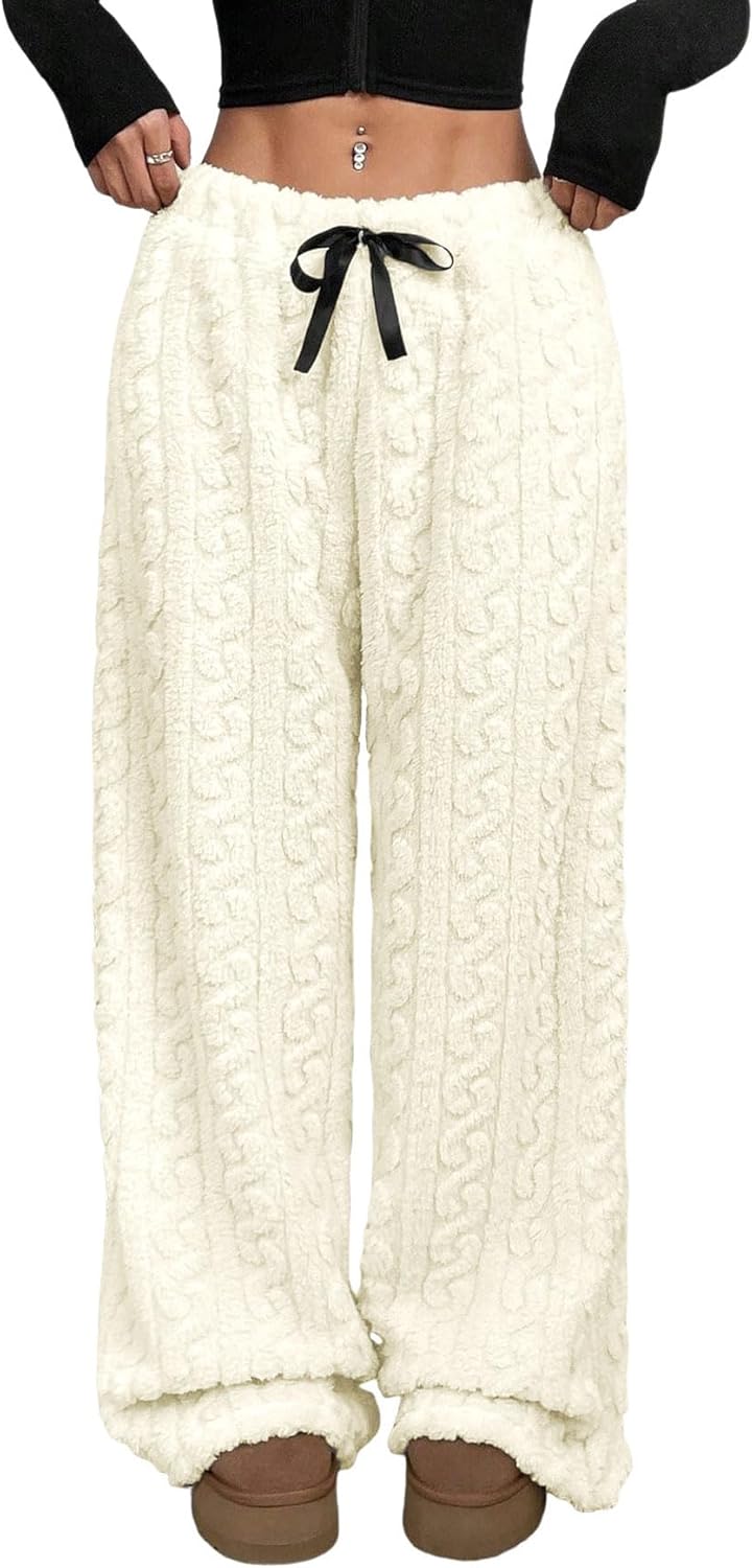 ZAFUL Women's Fuzzy Plush Pajama Pants for Cozy Comfort