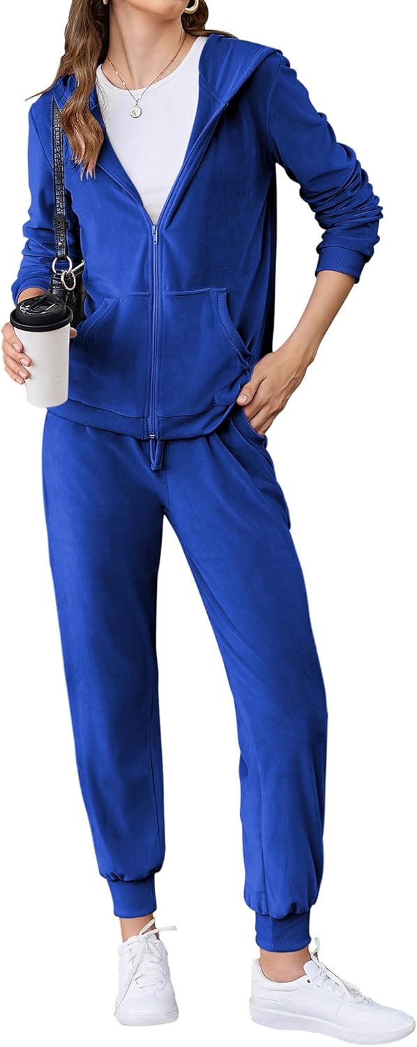 Womens Casual Velour Tracksuit Set for Comfort and Style